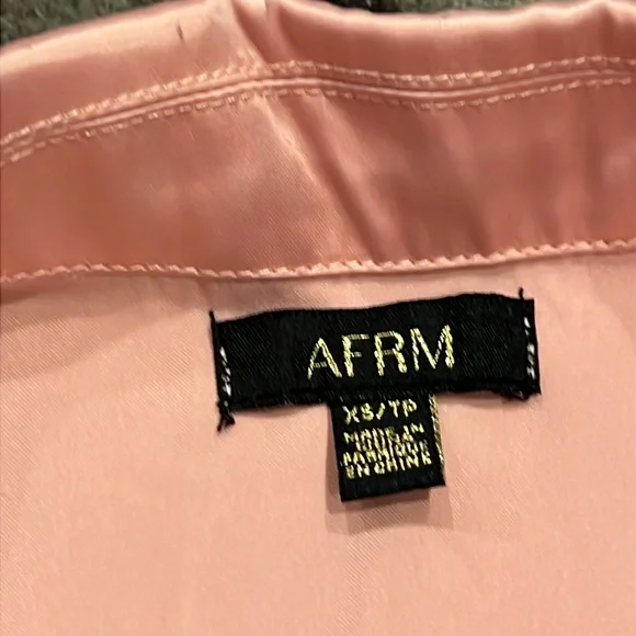 AFRM Frieda Satin Shirt & Bra Set Blush Pink XS